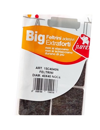 12 feltrini quadrati grandi - 40x40mm - color noce - autoadesivi: tuttocasashop.live: altro - bazar