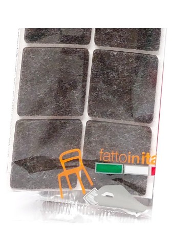 12 feltrini quadrati grandi - 40x40mm - color noce - autoadesivi: tuttocasashop.live: altro - bazar
