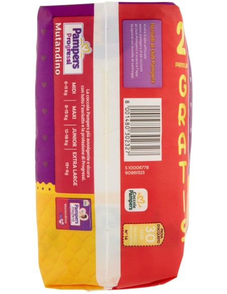 pampers progressi pannolini - taglia 2 mini 3-6kg - 30 pezzi: tuttocasashop.live: igiene e cura della persona