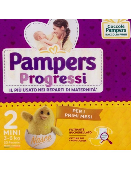 pampers progressi pannolini - taglia 2 mini 3-6kg - 30 pezzi: tuttocasashop.live: igiene e cura della persona