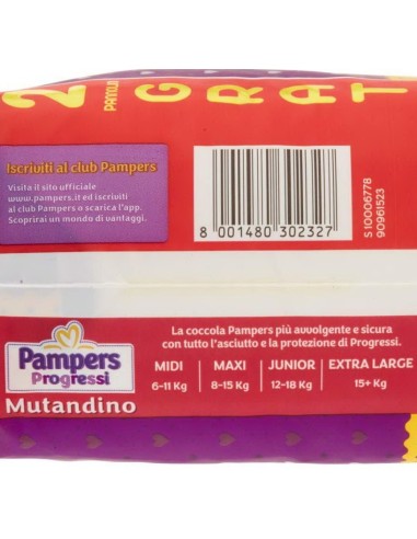 pampers progressi pannolini - taglia 2 mini 3-6kg - 30 pezzi: tuttocasashop.live: igiene e cura della persona