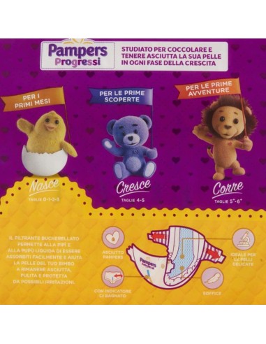 pampers progressi pannolini - taglia 2 mini 3-6kg - 30 pezzi: tuttocasashop.live: igiene e cura della persona