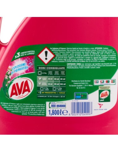 ava detersivo lavatrice liquido - 36 lavaggi 1800ml - esplosione primavarile: tuttocasashop.live: prodotti per bucato e tessuti