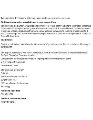 ava detersivo lavatrice liquido - 36 lavaggi 1800ml - esplosione primavarile: tuttocasashop.live: prodotti per bucato e tessuti