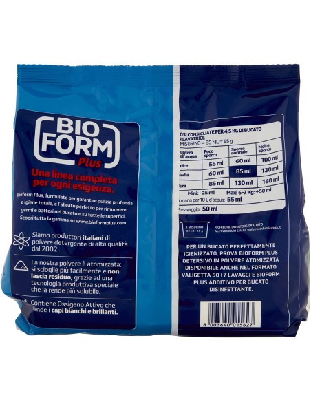 bioform detersivo lavatrice in polvere - 18 misurini - 990g - igienizzante: tuttocasashop.live: prodotti per bucato e tessuti