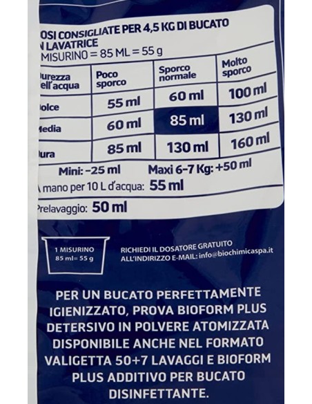 bioform detersivo lavatrice in polvere - 18 misurini - 990g - igienizzante: tuttocasashop.live: prodotti per bucato e tessuti