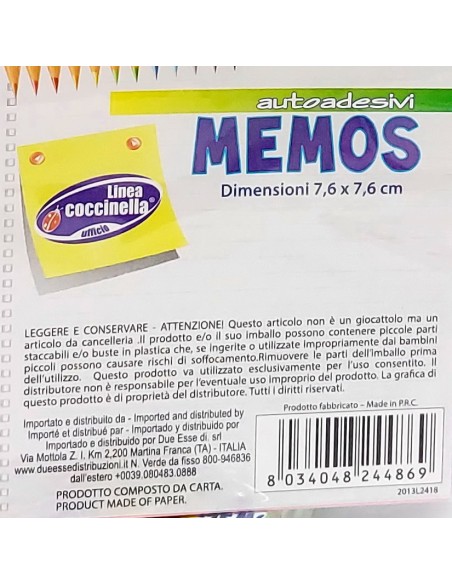 post-it memos appunti adesivi - quadrati 76x76mm - vari colori: tuttocasashop.live: altro - bazar