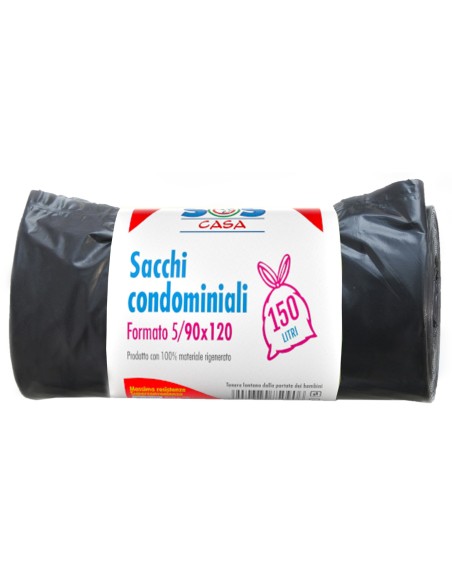 sos sacco rifiuti misura condominiale 90x120cm - 5 pezzi - neri - resistenti: tuttocasashop.live: pulizia e cura della casa