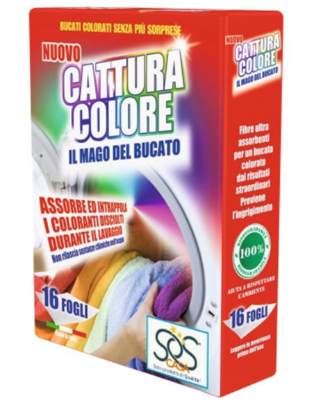 sos fogli acchiappacolore catturacolore - 16 fogli - bucato mano lavatrice: tuttocasashop.live: prodotti per bucato e tessuti