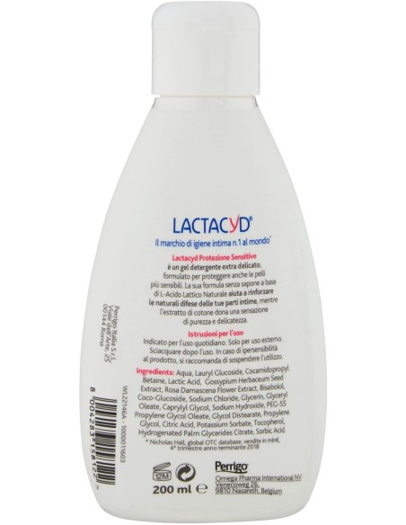 lactacyd detergente intimo - 200ml - protezione sensitive - pelli sensibili: tuttocasashop.live: igiene e cura della persona
