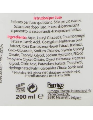 lactacyd detergente intimo - 200ml - protezione sensitive - pelli sensibili: tuttocasashop.live: igiene e cura della persona