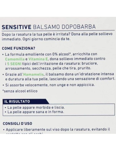 nivea for men after shave sensitive - 100ml - balsamo dopobarba senza alcool: tuttocasashop.live: igiene e cura della persona