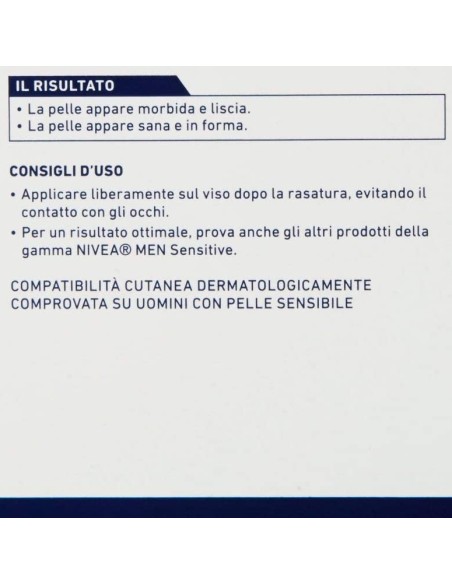 nivea for men after shave sensitive - 100ml - balsamo dopobarba senza alcool: tuttocasashop.live: igiene e cura della persona
