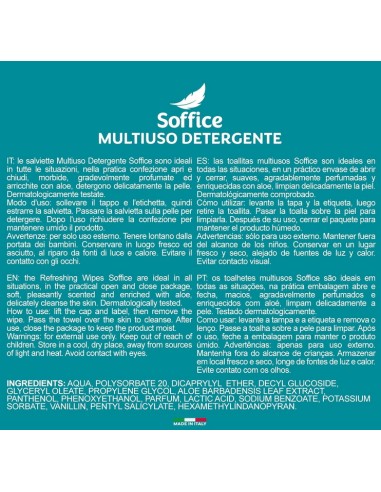 soffice 60 salviettine umidificate milleusi - family - aloe e pantenolo: tuttocasashop.live: igiene e cura della persona