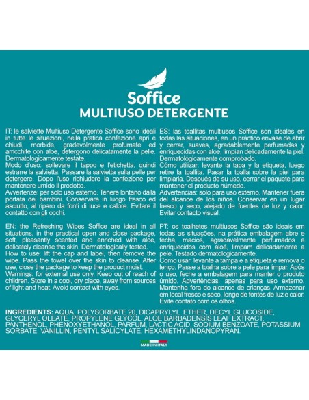 soffice 60 salviettine umidificate milleusi - family - aloe e pantenolo: tuttocasashop.live: igiene e cura della persona