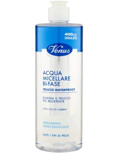venus acqua micellare 400ml - bi-fase - trucco whaterproof viso occhi labbra: tuttocasashop.live: igiene e cura della persona