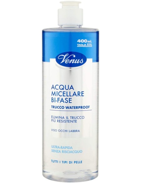venus acqua micellare 400ml - bi-fase - trucco whaterproof viso occhi labbra: tuttocasashop.live: igiene e cura della persona