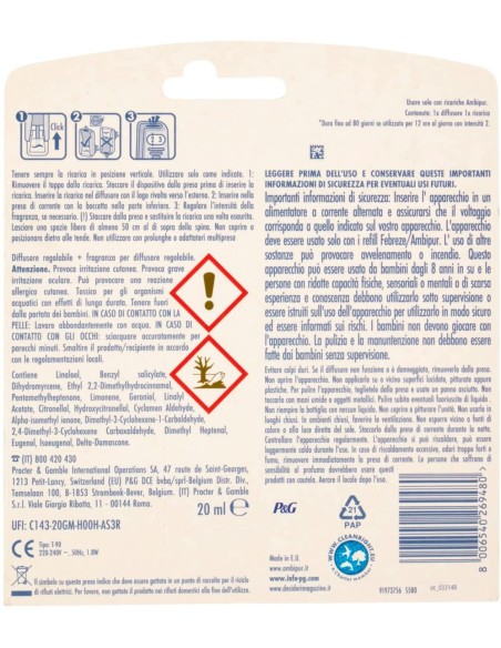 ambipur deodorante ambienti elettrico - 20ml 80 giorni - capri: tuttocasashop.live: pulizia e cura della casa