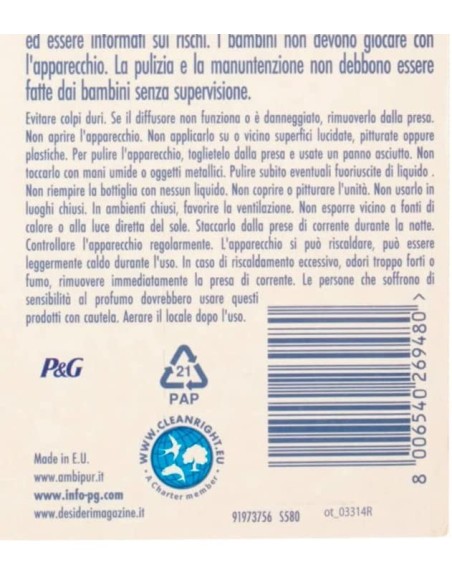 ambipur deodorante ambienti elettrico - 20ml 80 giorni - capri: tuttocasashop.live: pulizia e cura della casa