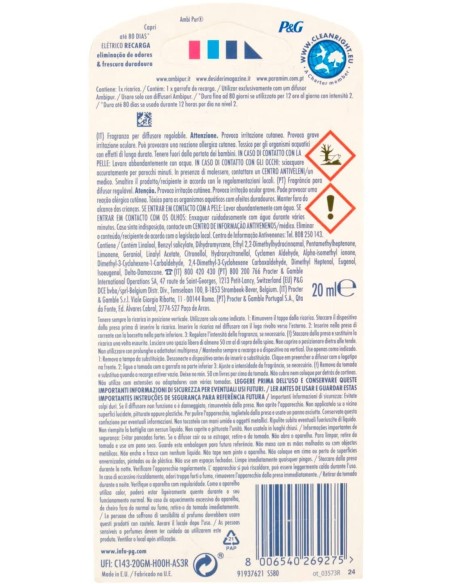 ambipur deodorante ambienti elettrico - 20ml 80 giorni - ricarica - capri: tuttocasashop.live: pulizia e cura della casa