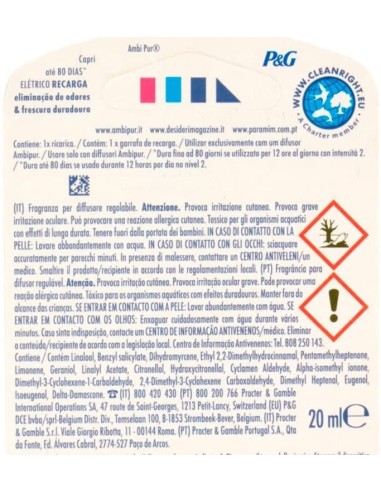 ambipur deodorante ambienti elettrico - 20ml 80 giorni - ricarica - capri: tuttocasashop.live: pulizia e cura della casa