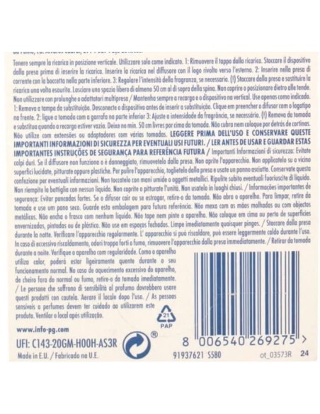 ambipur deodorante ambienti elettrico - 20ml 80 giorni - ricarica - capri: tuttocasashop.live: pulizia e cura della casa