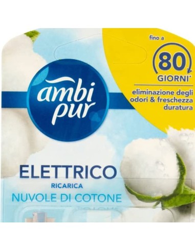 ambipur deodorante ambienti elettrico - 20ml 80 giorni - ricarica - cotone: tuttocasashop.live: pulizia e cura della casa