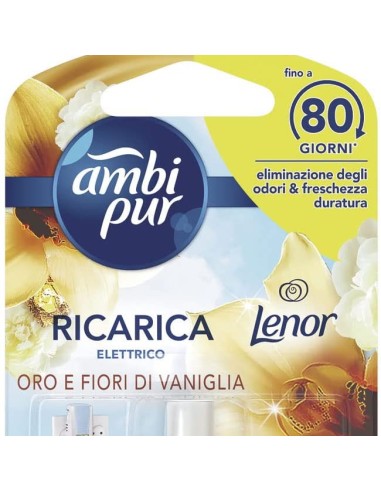 ambipur deodorante ambienti elettrico - 20ml 80 giorni - ricarica - vaniglia: tuttocasashop.live: pulizia e cura della casa