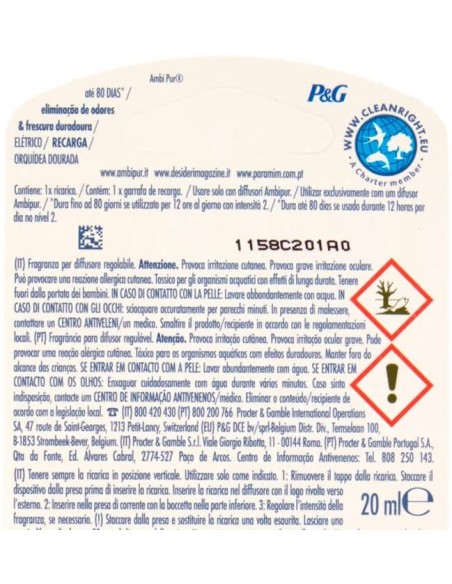 ambipur deodorante ambienti elettrico - 20ml 80 giorni - ricarica - vaniglia: tuttocasashop.live: pulizia e cura della casa