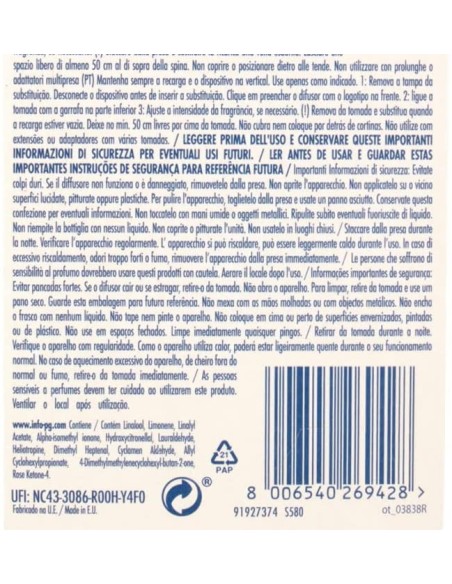 ambipur deodorante ambienti elettrico - 20ml 80 giorni - ricarica - vaniglia: tuttocasashop.live: pulizia e cura della casa