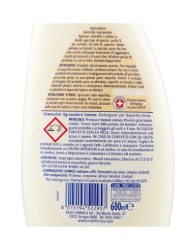 chanteclair sgrassatore universale spray 600ml - limone: tuttocasashop.live: pulizia e cura della casa