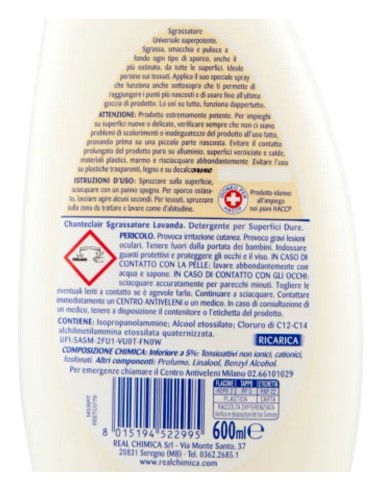 chanteclair sgrassatore universale spray 600ml - ricarica - lavanda: tuttocasashop.live: pulizia e cura della casa