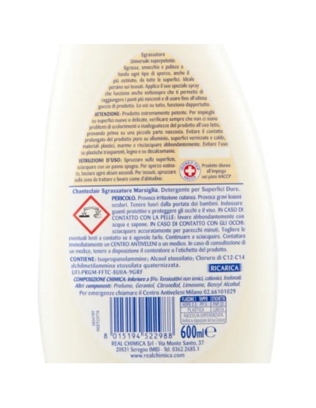 chanteclair sgrassatore universale spray 600ml - ricarica - marsiglia: tuttocasashop.live: pulizia e cura della casa