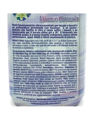 biola' essenzassoluta ammorbidente igienizzante - 300ml - lilium&ortensia: tuttocasashop.live: prodotti per bucato e tessuti