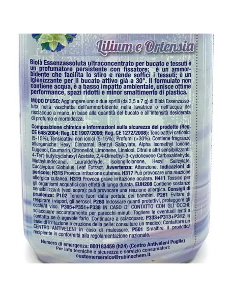 biola' essenzassoluta ammorbidente igienizzante - 300ml - lilium&ortensia: tuttocasashop.live: prodotti per bucato e tessuti