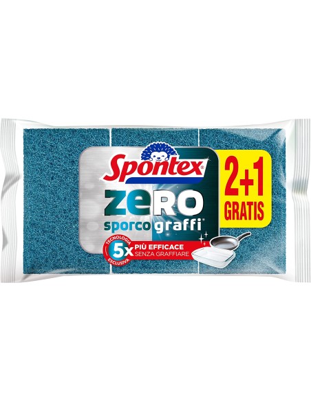 spontex zero - spugne con abrasivo - 3 pezzi - zero sporco - zero graffi: tuttocasashop.live: pulizia e cura della casa