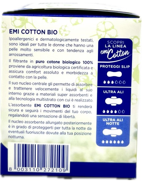 emi cotton assorbenti ultra in cotone - 10 pezzi - notte: tuttocasashop.live: igiene e cura della persona