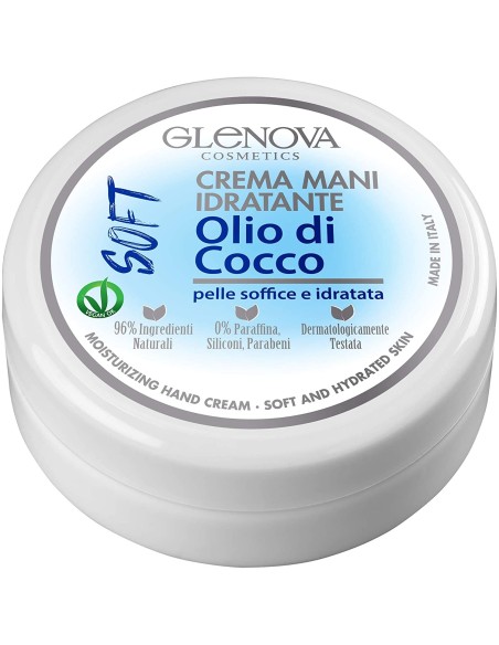 glenova crema mani idratante soft - 120ml - olio di cocco - pelle soffice: tuttocasashop.live: igiene e cura della persona