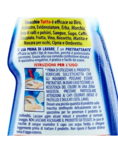smacchio tutto - 250ml - pretrattante concentrato ad azione rapida: tuttocasashop.live: prodotti per bucato e tessuti