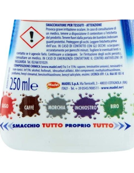 smacchio tutto - 250ml - pretrattante concentrato ad azione rapida: tuttocasashop.live: prodotti per bucato e tessuti