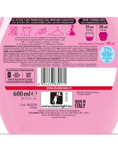 dual power ultra ammorbidente concentrato 24 lavaggi - 600ml - flamingo: tuttocasashop.live: prodotti per bucato e tessuti
