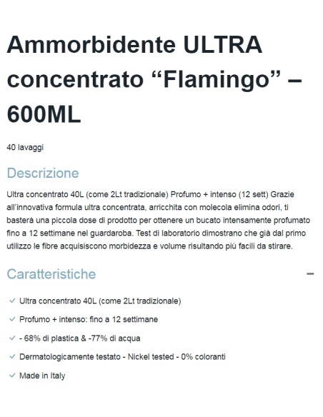dual power ultra ammorbidente concentrato 24 lavaggi - 600ml - flamingo: tuttocasashop.live: prodotti per bucato e tessuti