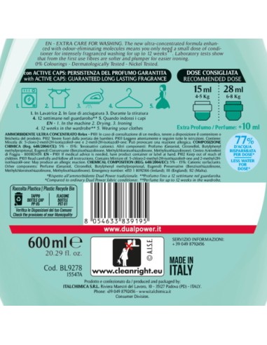 dual power ultra ammorbidente concentrato 24 lavaggi - 600ml - relax: tuttocasashop.live: prodotti per bucato e tessuti