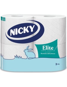 nicky elite carta igienica morbida e delicata - 3 veli - 4 rotoli - 160 str.: tuttocasashop.live: carta & monouso