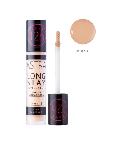 astra long stay concealer - correttore lunga tenuta - spf15 - 03c - almond: tuttocasashop.live: igiene e cura della persona