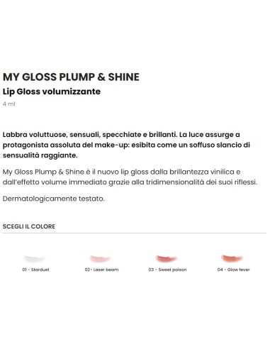 astra my gloss plump & shine - lip gloss volumizzante - 01 - stardust: tuttocasashop.live: igiene e cura della persona