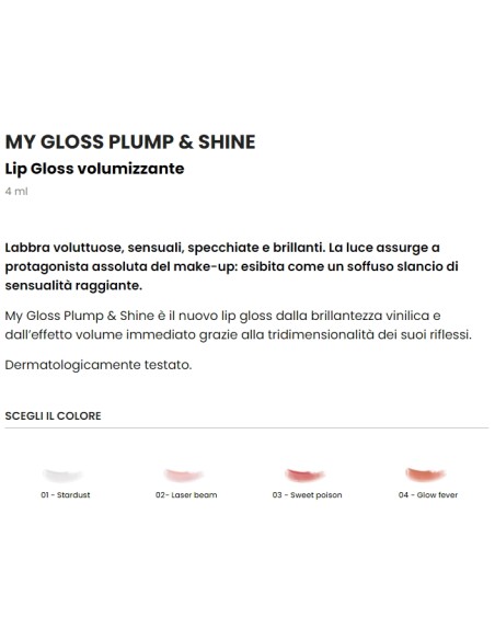 astra my gloss plump & shine - lip gloss volumizzante - 01 - stardust: tuttocasashop.live: igiene e cura della persona