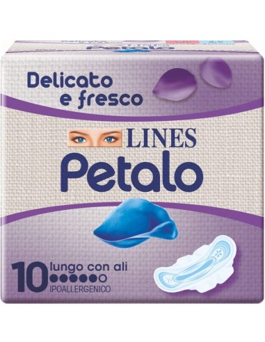 lines petalo blu assorbenti - 10 pezzi - anatomico lungo con ali: tuttocasashop.live: igiene e cura della persona
