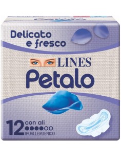 lines petalo blu assorbenti - 12 pezzo - anatomico con ali: tuttocasashop.live: igiene e cura della persona