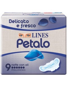 lines petalo blu assorbenti - 9 pezzi - anatomico notte con ali: tuttocasashop.live: igiene e cura della persona
